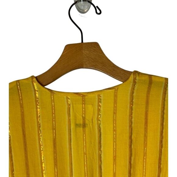 Saylor Dress Womens Small Yellow Cotton Flutter Sleeve V Neck Adrianne Mini - Picture 5 of 12